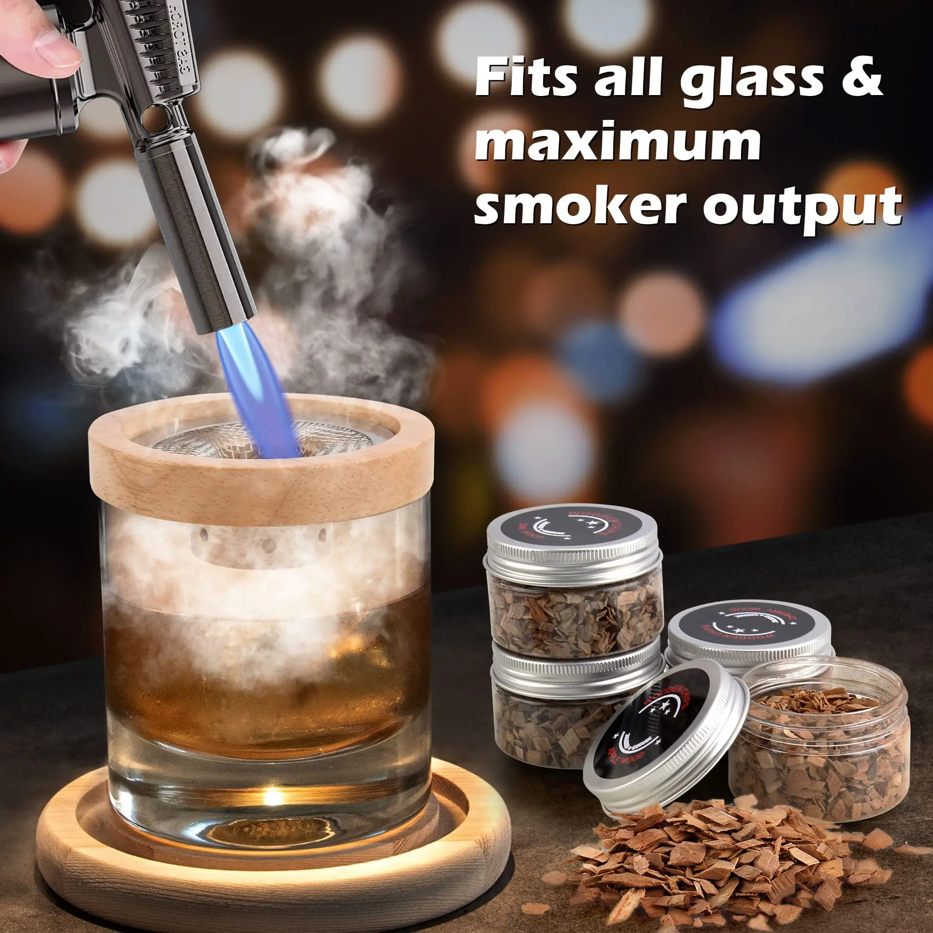 Smoker Box Wood Chip - Cocktail Smoker Set Bar Wooden Smoked