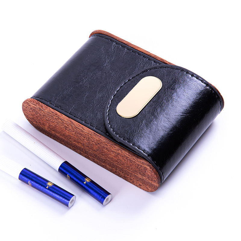 Solid Wood Vintage Leather Cig - Smoker Box Wood Chip review and price