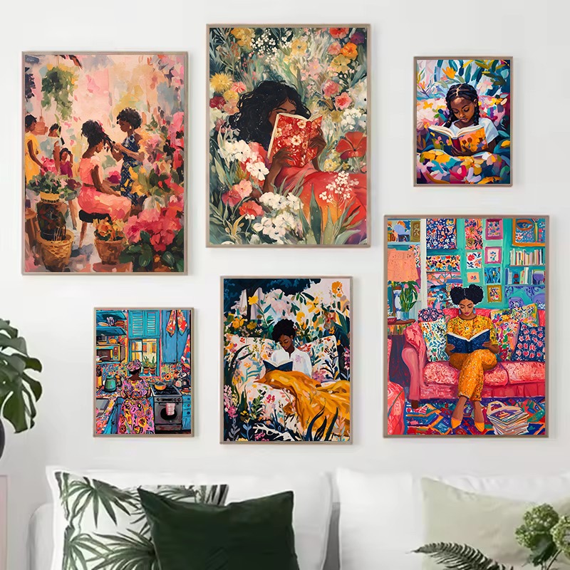 Abstract Vivid African Girl Co - Home Cooking Reading review and price