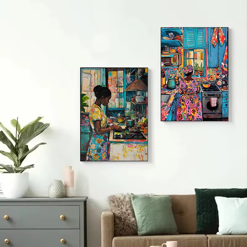 Abstract Vivid African Girl Co - Home Cooking Reading review and price